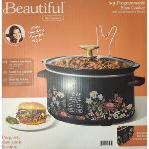 Beautiful 6 Qt Programmable Slow Cooker, Wildflower Black Limited Edition